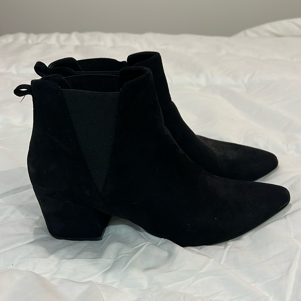 Black vegan suede booties